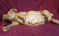 WOODEN PIG SCULPTURE SOW LARGE