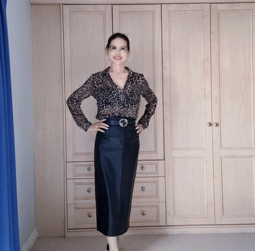 Zara black faux - zara, midi