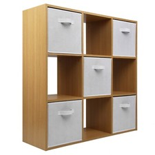 Oak 3 Tier 9 Cube Storage