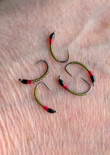 Olive buzzers trout flies - olive,