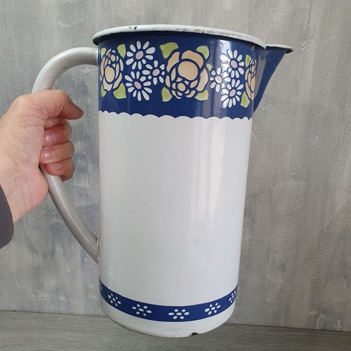 Vintage enameled french jug - vintage,