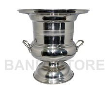 LARGE CHAMPAGNE WINE BUCKET NICKEL PLATED METAL PARTY BAR COOLER ICE BUCKET