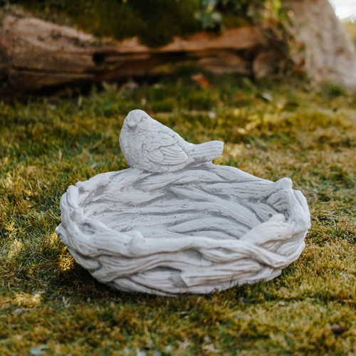 Rustic bird bath cast - rustic, stone