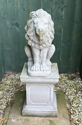 Large stone lion plinth - stone, on