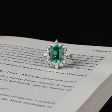 Natural Green Emerald Ring 925