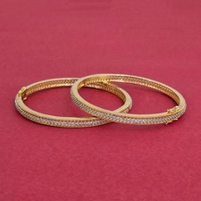 Indian Pakistani 22 ct gold plated high quality zirconia bangles size 2.8