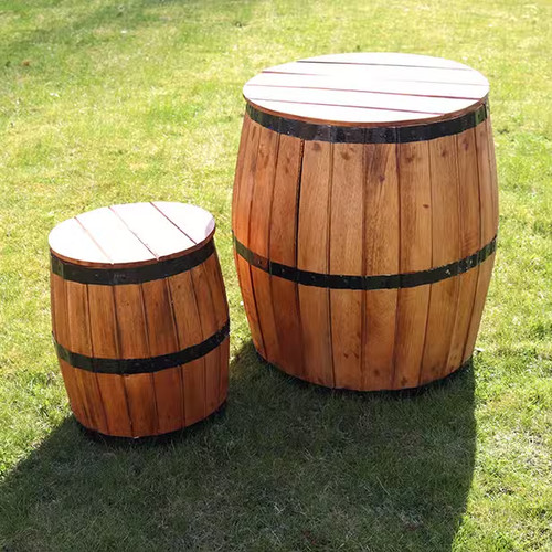 Barrel table bar stools - bar, wooden