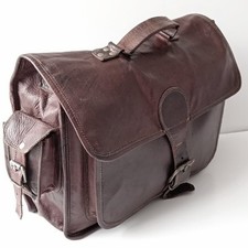 🔥 Vintage Real Leather Men's Large Handbag Briefcase Brown 40/30/10 Cm