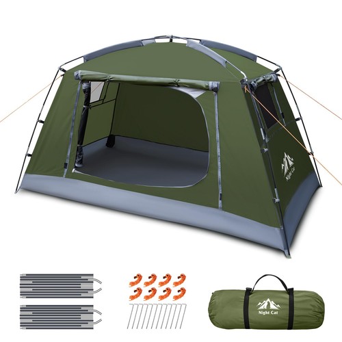 Night cat man camping - cat, 1