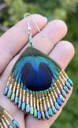 Peacock feather beaded - peacock,