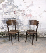 PAIR Vintage Antique THONET Bistro Bentwood Chairs Cafe Animal Crocodile Print
