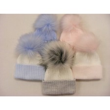 NEWBORN BABY BOBBLE HAT FUR