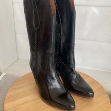 Ladies Leather Cowboy Boots Size 6.5 Nice Condition (A1)