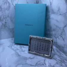 Tiffany & Co. Makers Sterling Silver Bamboo Desk Calendar/Frame. 4 X 3” Boxed.