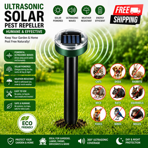 Ultrasonic solar pest repeller - solar,