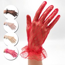 Women Lace Ruffles Mesh Short Gloves Opera Wedding Bridal Evening Party 113AU