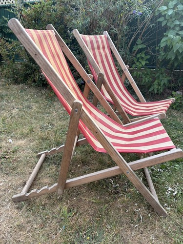 Pair vintage wooden deck - pair,