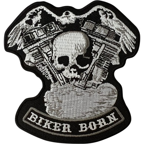 Biker born patch iron sew - biker,