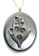 Antique Victorian Whitby Jet Floral Opening Picture Locket Pendant