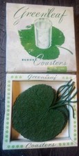 Vintage Greenleaf Rubber Green Leaf Shaped Coasters  Set of 8