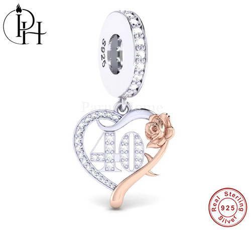 40th birthday gift heart charm - birthday,