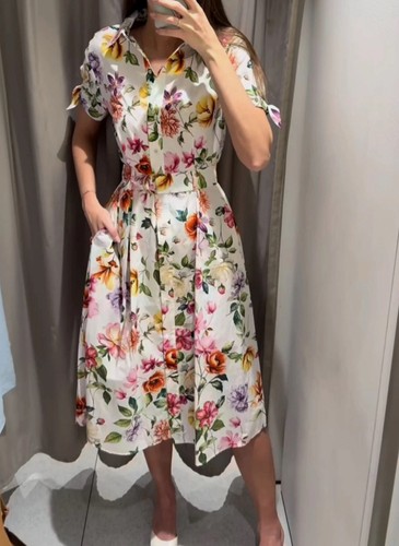 Zara floral printed belted - zara,