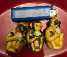 3 Enamled Brass Monkeys