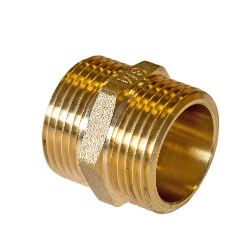 Brass threaded hexagon nipple - threaded,
