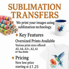 Custom Sublimation Printing Service A4 A3 A2 A1 for Mugs, T-Shirts & Gifts