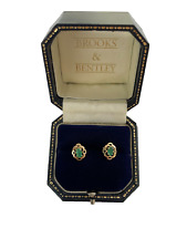 Emerald Earrings 9ct Gold Openwork Design Stud Emerald Earrings