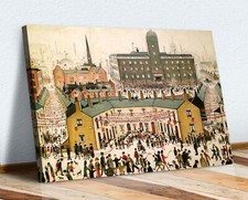 VE DAY VICTORY IN EUROPE CANVAS WALL ART PRINT ARTWORK PAINTING Ls Lowry style