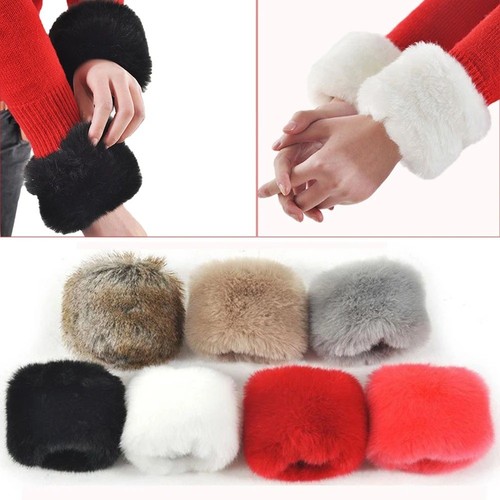 Faux fur wrist cuffs women - cuffs, women's