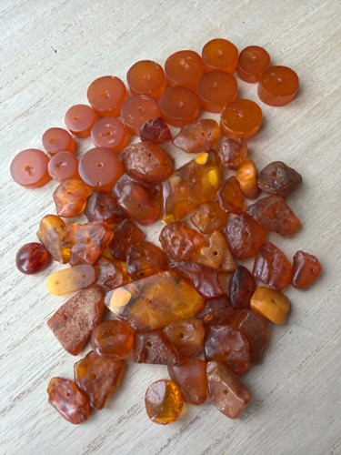 Amber bead lot 60g mixed - amber,