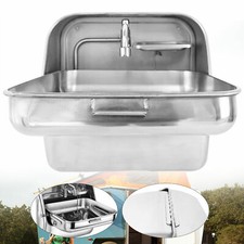 Stainless Steel Folding Sink for Caravan Camper Motorhome & Integrated Faucet