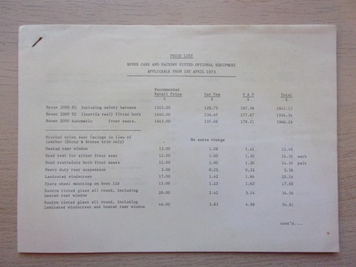 Rover cars orig 1973 mkt - rover,