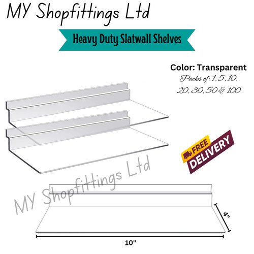 Clear acrylic slatwall shelves - slatwall,