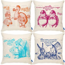 Alice Cushion Cover Mad Hatter Pillow Bonkers Home Cute Birthday Gift