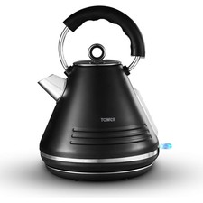 Tower Ash Matte Pyramid Kettle Chrome Accents 3000W 1.7 Litres -Black And Chrome