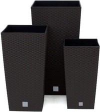 Square Plant Pot Rattan Tall Elegant Garden Planters Indoor Outdoor Umbra