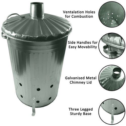 90l galvanised incinerator - 90l,
