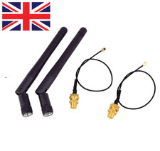 2x Router WiFi Antenna Aerial  2.4ghz 3dBi RP-SMA male wireless router IPX cable