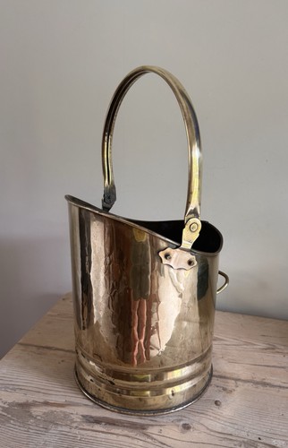 Vintage brass coal scuttle log - vintage,