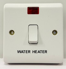 20 Amp Single Water Immersion Heater Switch with Neon Round Edged 20A White