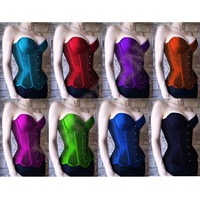 Women's Heavy Duty Double Steel Boned Body Waist Training Over Bust Satin Corset