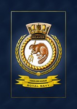 HMS BEAVER SHIPS BADGE/CREST - HUNDREDS OF HM SHIPS IN STOCK