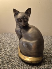 Heavy Brass Siamese Cat Figure