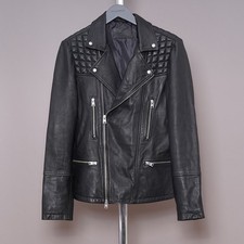ALL SAINTS Leather Jacket SMALL Mens Black Biker Bomber Celebrity Grail CATCH