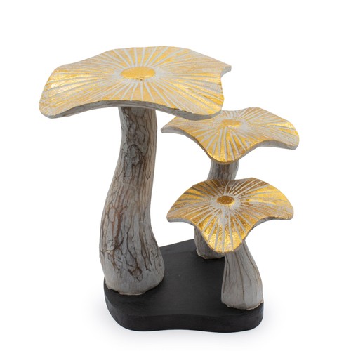Medium golden mushroom art - golden,