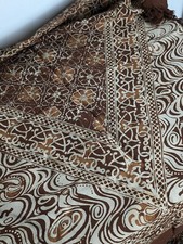 Handpainted TypeTablecloth Wall BROWN 72"×54" fringes 