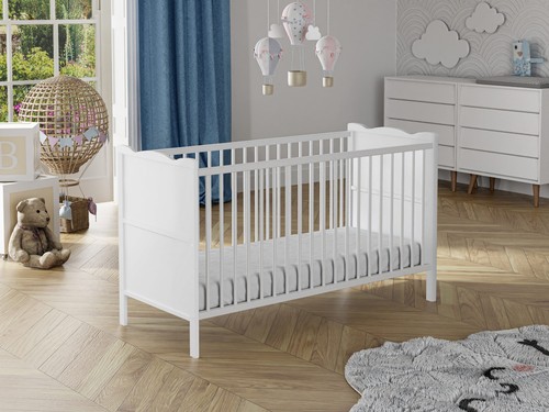 White baby cot bed 120x60cm - white,